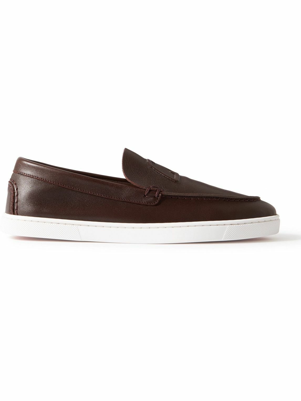 Photo: Christian Louboutin - Varsiboat Logo-Embossed Leather Loafers - Brown