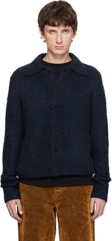 Photo: Dries Van Noten Navy Brushed Cardigan