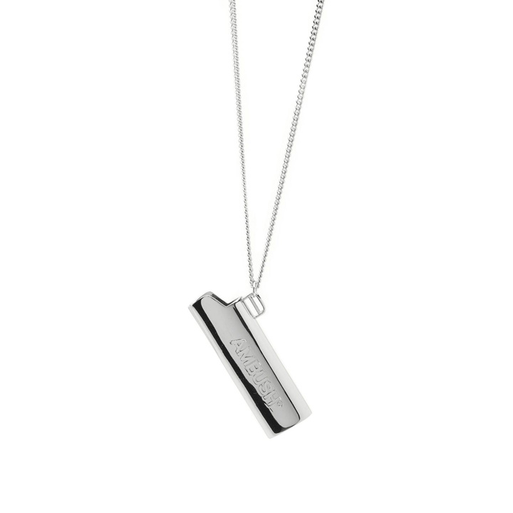 Photo: Ambush Men's Logo Lighter Case Necklace in Silver