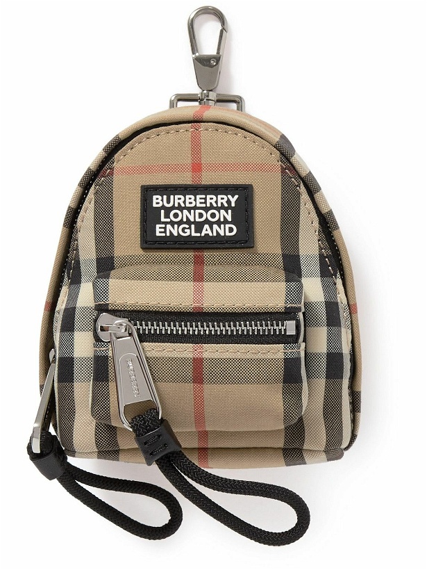 Photo: Burberry - Checked Leather-Trimmed Canvas Keyring