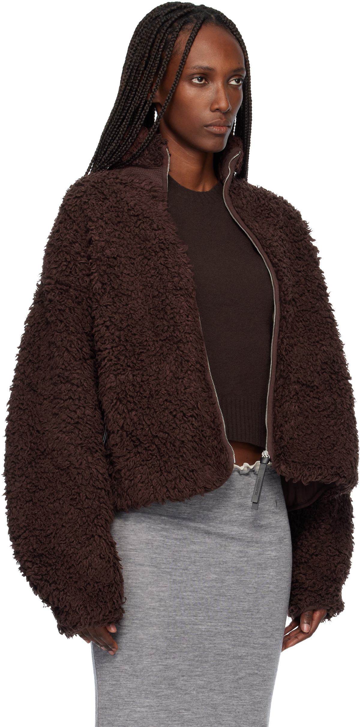 Jil Sander Brown Natural Cotton Faux-Shearling Jacket Jil Sander