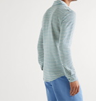 Orlebar Brown - Sebastian Slim-Fit Striped Cotton and Linen-Blend Polo Shirt - Blue