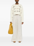 AISLING CAMPS White Cable Knit Cropped Sweater