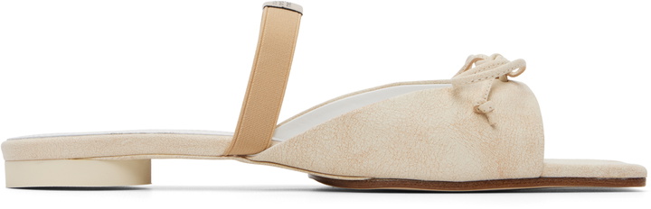 Photo: MM6 Maison Margiela Off-White Bow-Detailed Leather Slingback Sandals