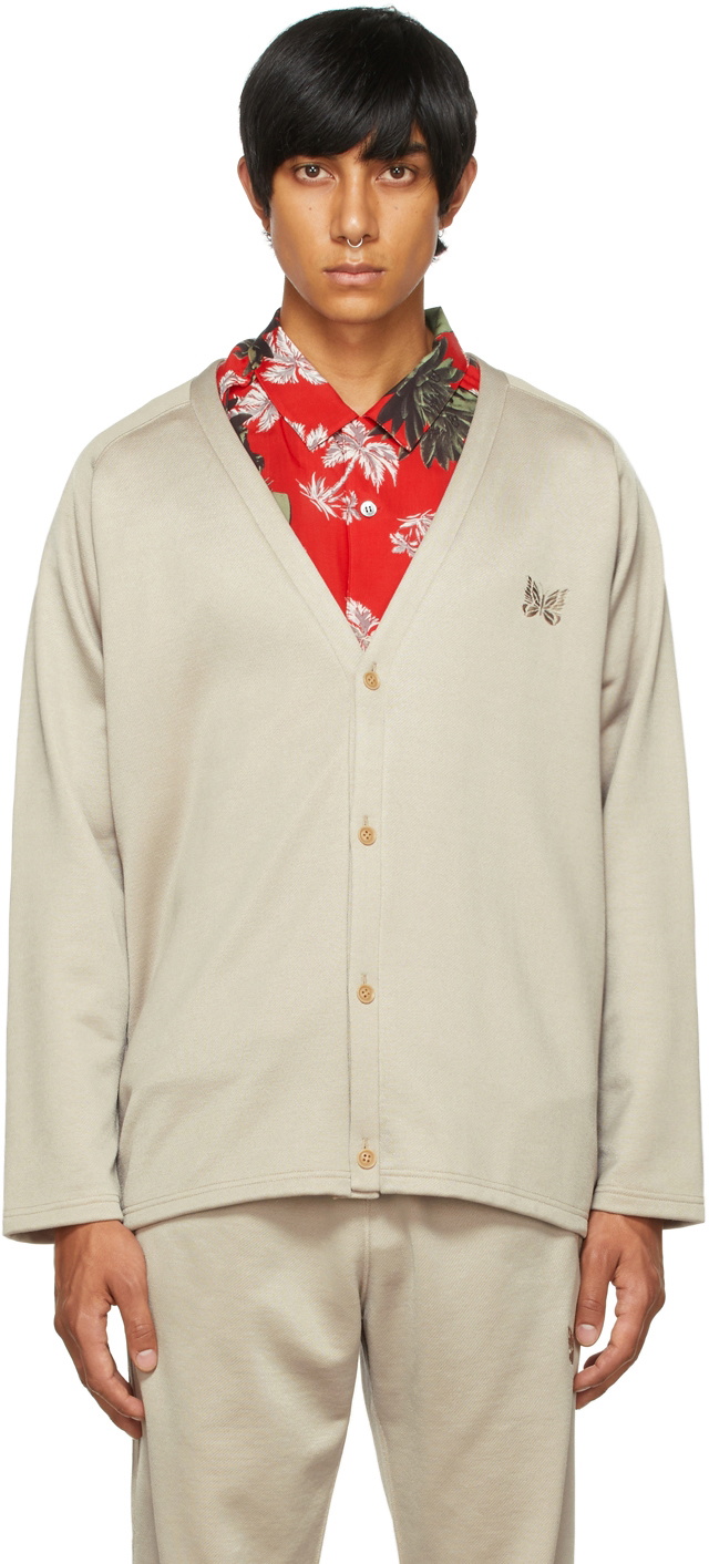 Needles Beige French Terry V-Neck Cardigan