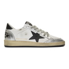 Golden Goose White and Silver Ball Star Sneakers