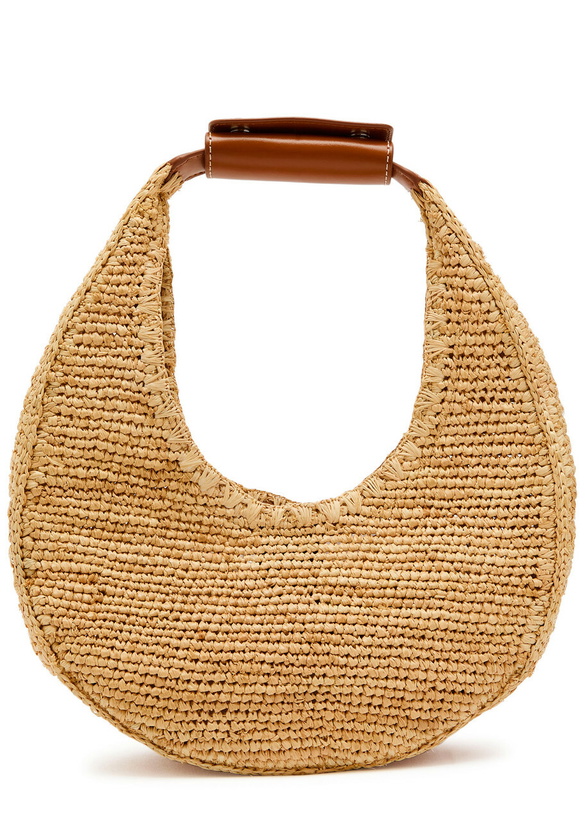 Photo: Staud Leather-trim Raffia Shoulder bag - Natural - One Size