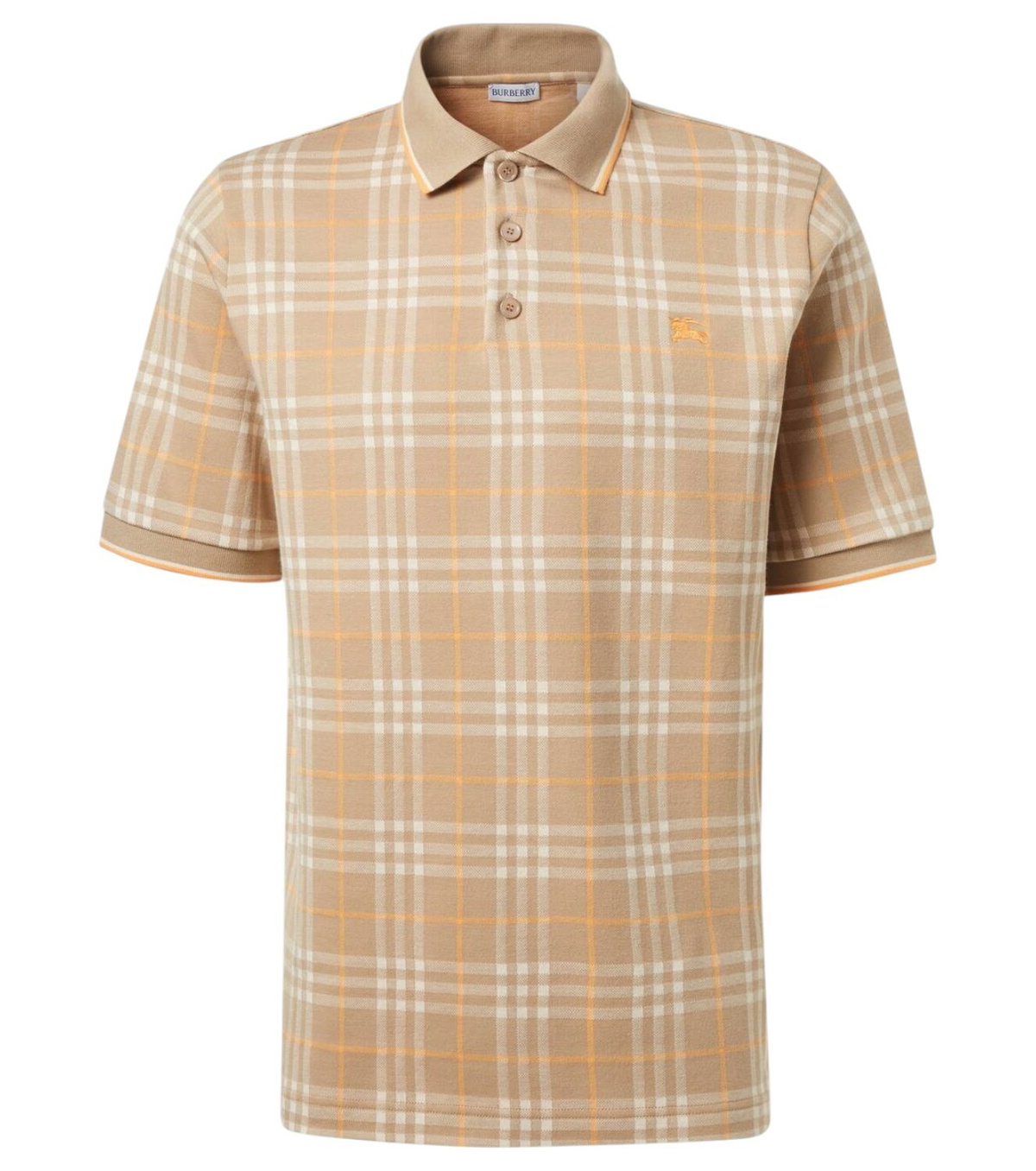 Burberry Men's Merino Knitted Polo Shirt in Daffodil Check