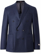 Canali - Kei Unstructured Double-Breasted 120s Wool-Flannel Suit Jacket - Blue