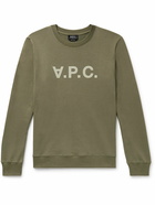 A.P.C. - Logo-Flocked Cotton-Jersey Sweatshirt - Green