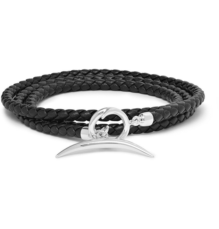 Photo: Shaun Leane - Quill Woven Leather and Silver Wrap Bracelet - Black