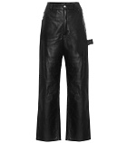 Unravel - High-rise wide-leg leather jeans
