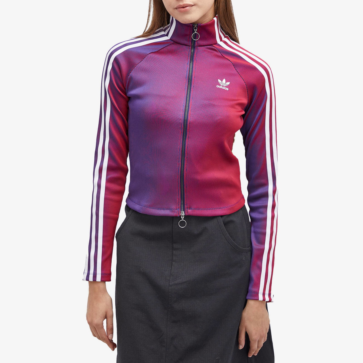Adidas Women's Rasant Ribbed Longsleeve Full Zip Top in