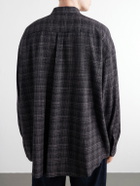 Graphpaper - Camp-Collar Checked Wool-Basketweave Shirt - Gray