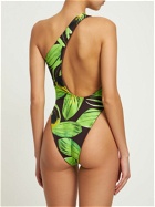 LOUISA BALLOU Plunge Printed Onepiece Swimsuit