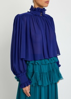 Chloe Ruffled Silk Blouse Indigo
