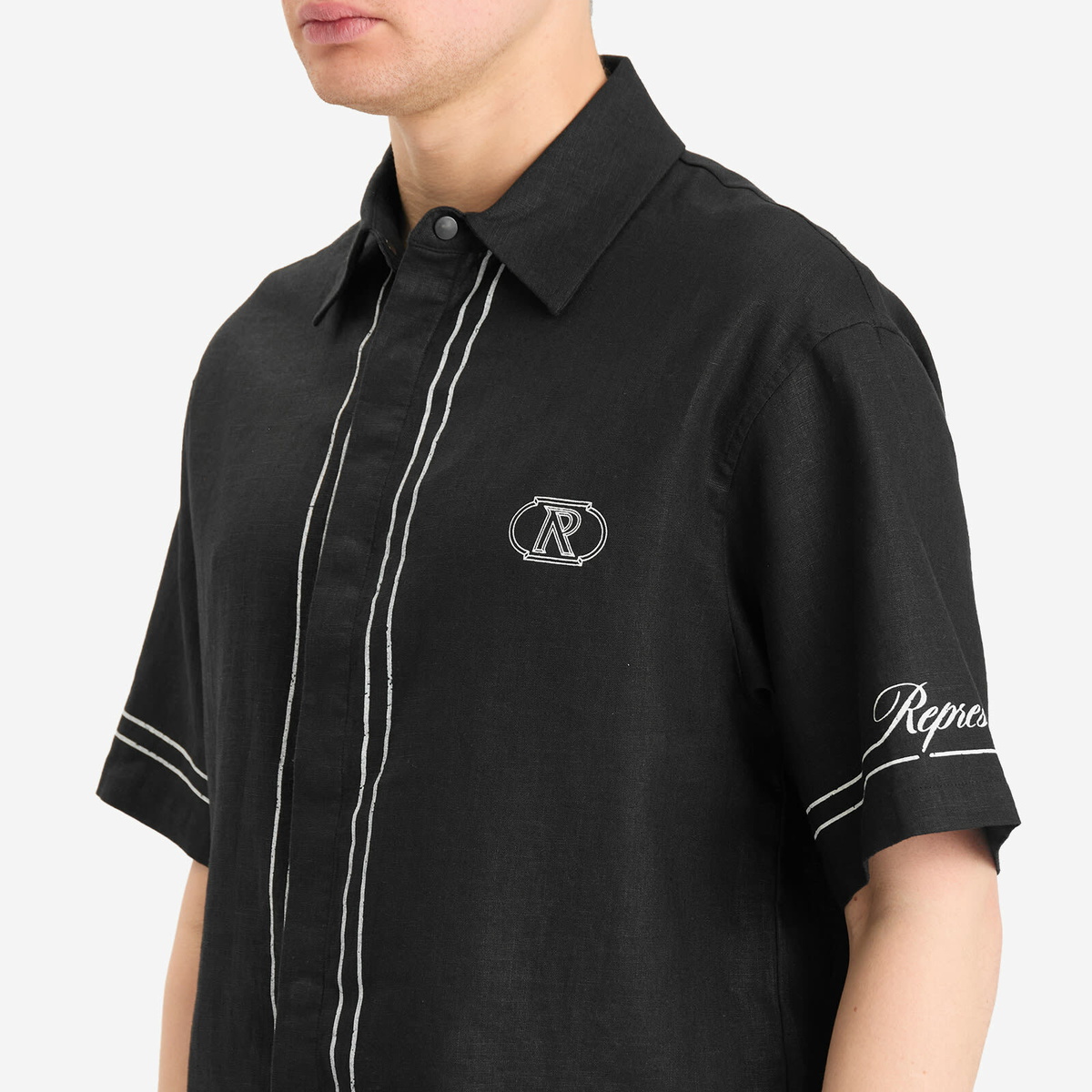 Represent Men's Border Vacation Shirt in Jet Black