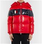 Moncler - Slim-Fit Striped Quilted Glossed-Nylon Hooded Down Jacket - Red