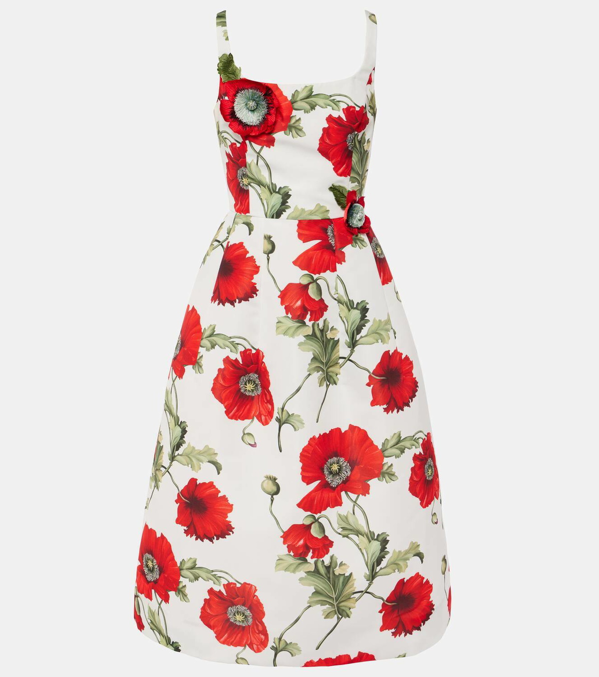 oscar de la renta embroidered floral dress ELISE - Embroidered White Maxi Dress With Open Back