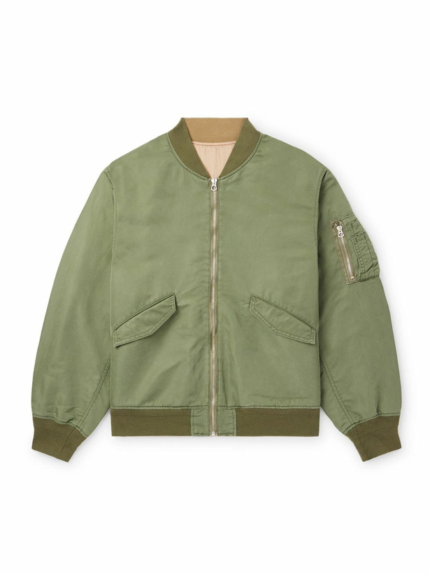 Photo: Remi Relief - Reversible Embroidered Satin-Twill and Twill Bomber Jacket - Green