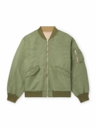 Remi Relief - Reversible Embroidered Satin-Twill and Twill Bomber Jacket - Green