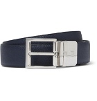 Dunhill - 3cm Blue and Black Reversible Leather Belt - Men - Navy