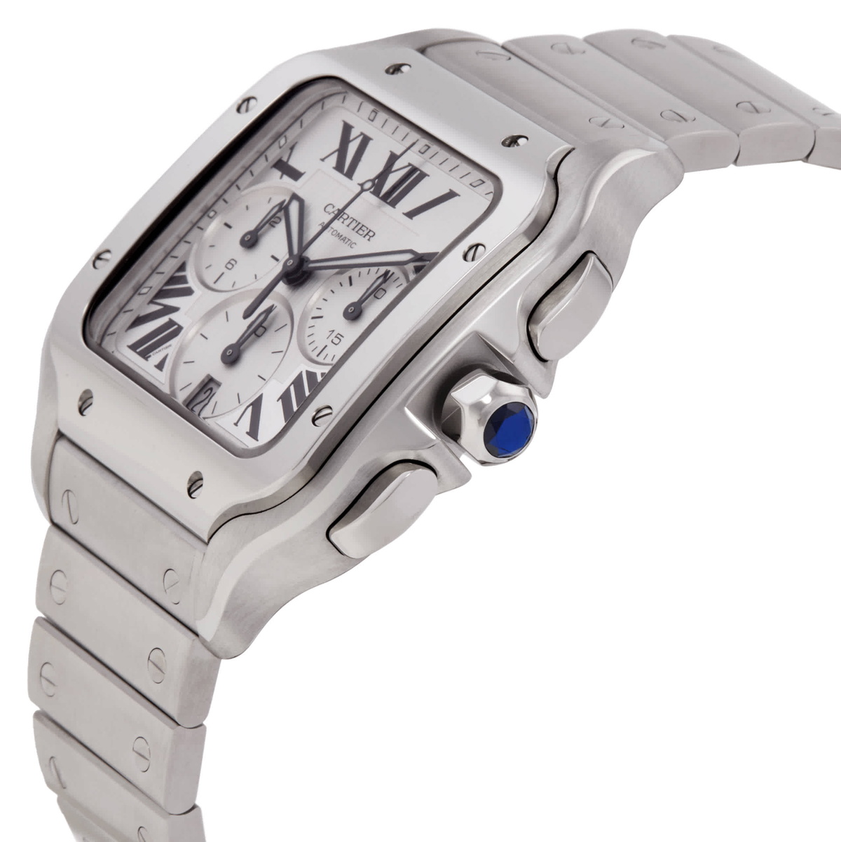Cartier Santos Chronograph Automatic Silver Dial Mens Watch WSSA0083