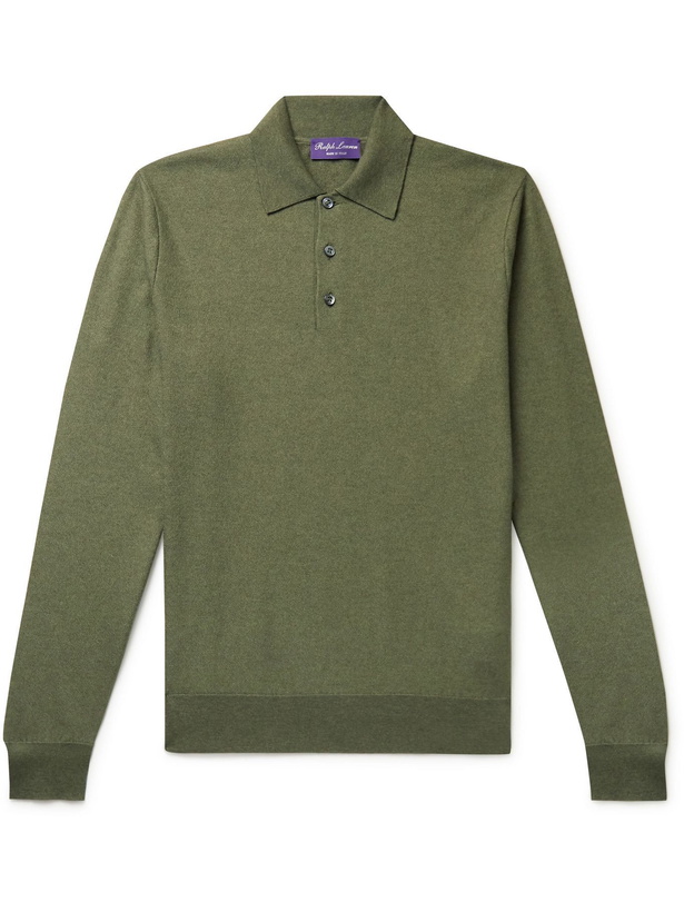 Photo: Ralph Lauren Purple label - Slim-Fit Silk-Blend Polo Shirt - Green