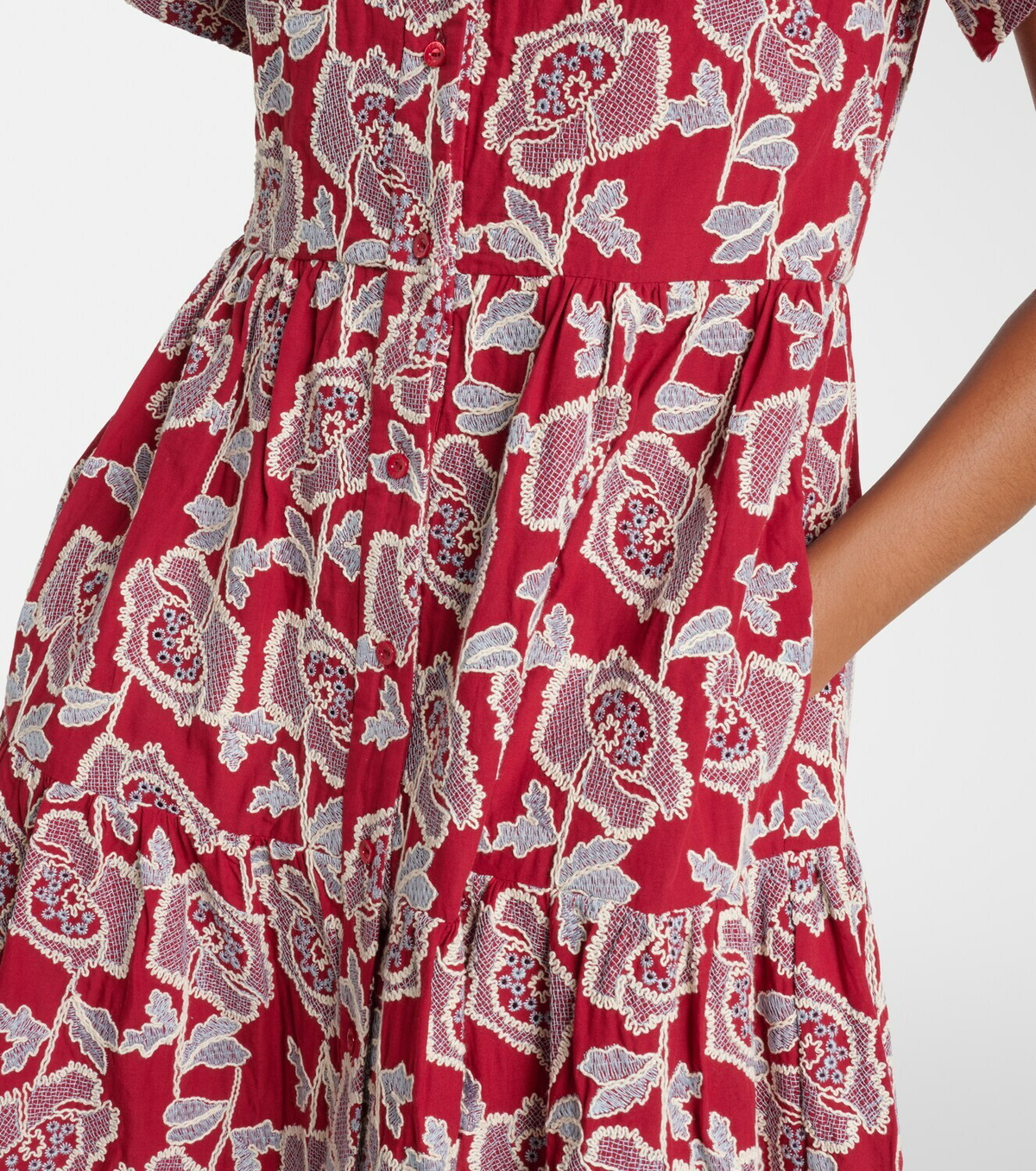 Erdem Embroidered cotton-blend shirt dress