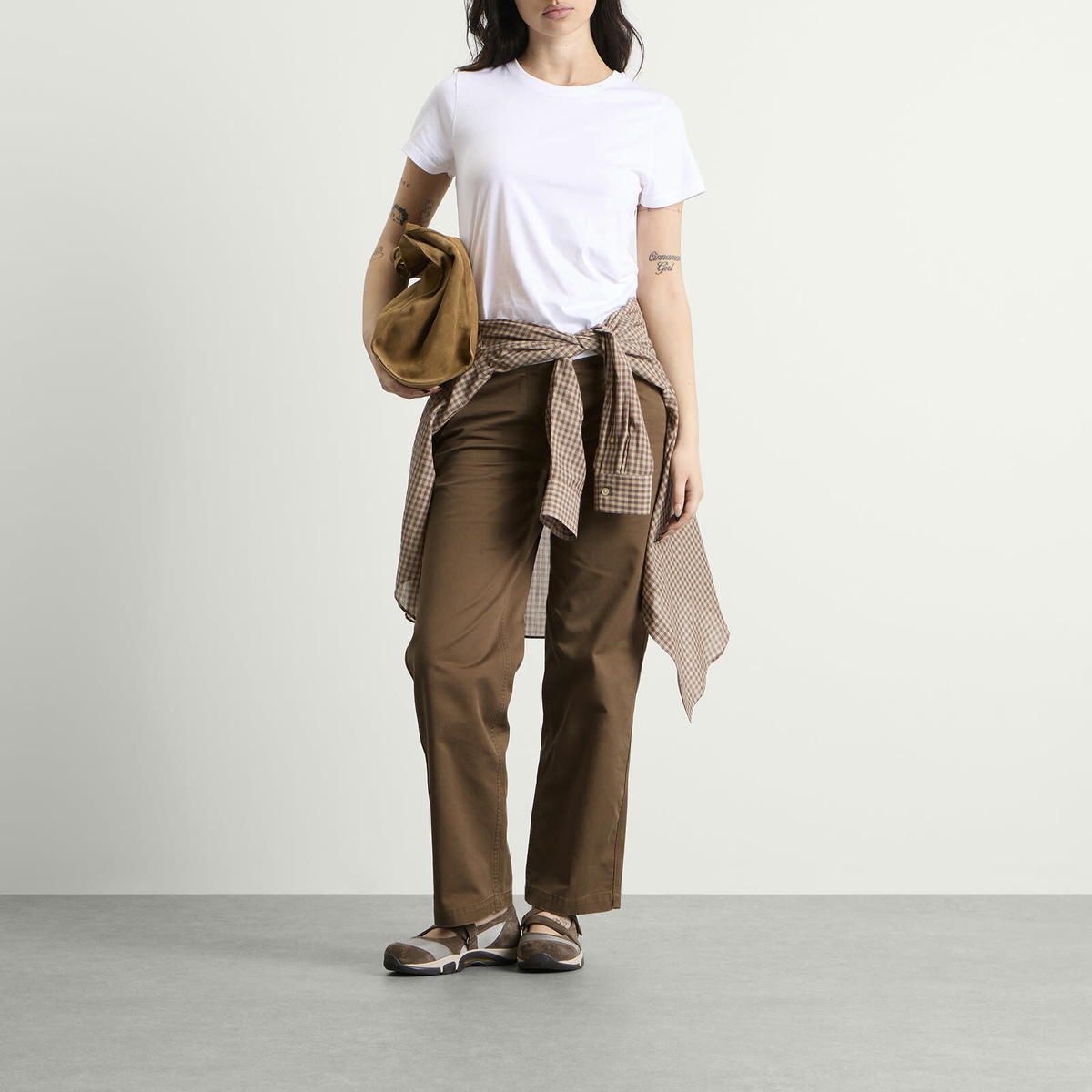 Nothing Written Women's Tabby Wide Chino Pants in Moss Brown