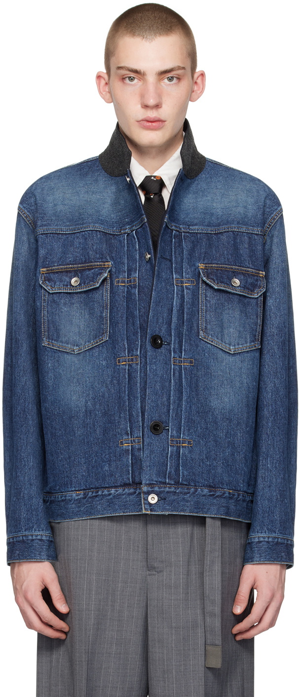 Buy GUOCAI Men Vintage Casual Stand Collar Washed Faded Jean Coat Denim  Jacket Blue US XL at Amazon.in