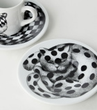 Fornasetti High Fidelity set of 2 porcelain cups and saucers