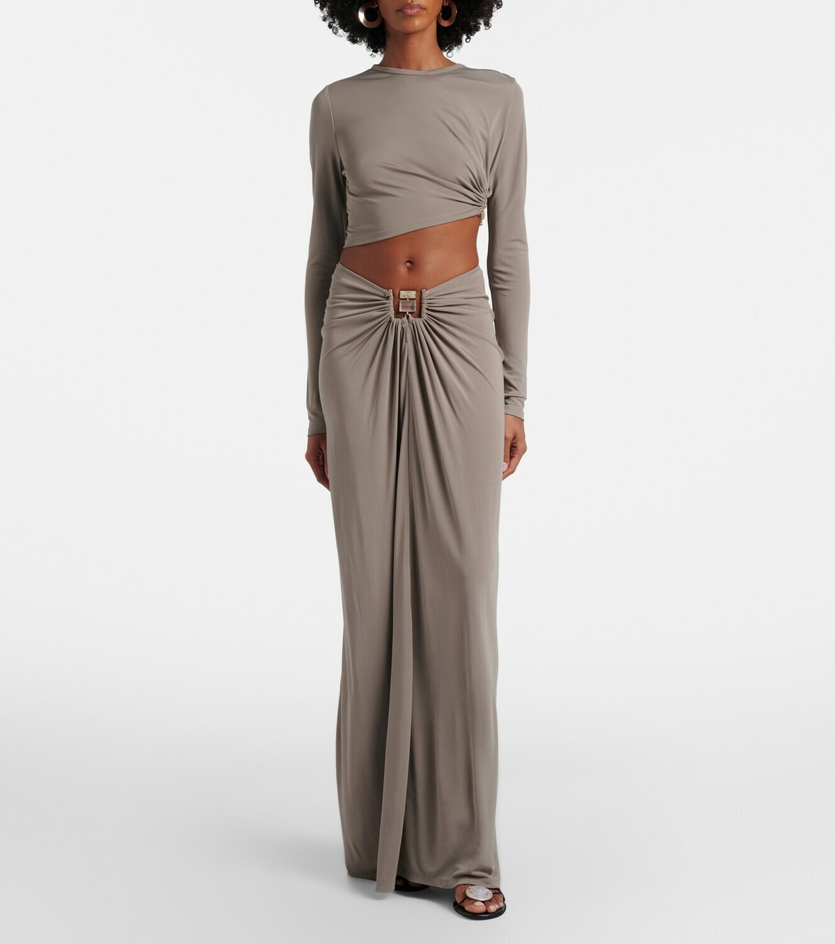 Christopher Esber Bezel Quartz gathered jersey maxi skirt