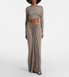 Christopher Esber Bezel Quartz gathered jersey maxi skirt