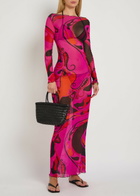 Pucci Printed Stretch-tulle Maxi Dress Pink