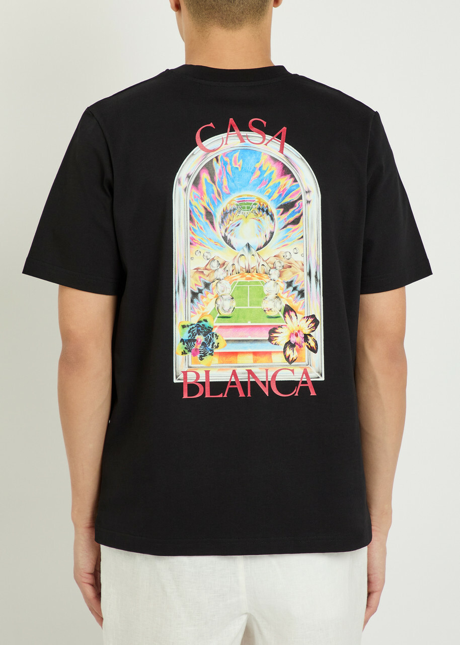 Casablanca Landscape Printed Cotton T-shirt Black
