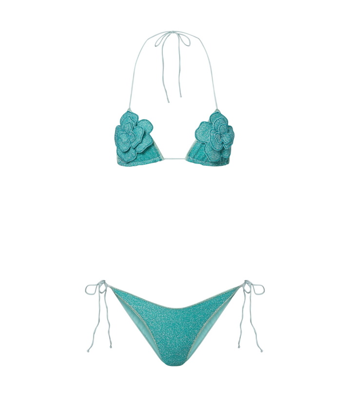 Photo: Oséree Lumière floral-appliqué lamé bikini