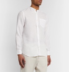 Odyssee - Neville Grandad-Collar Linen Shirt - White