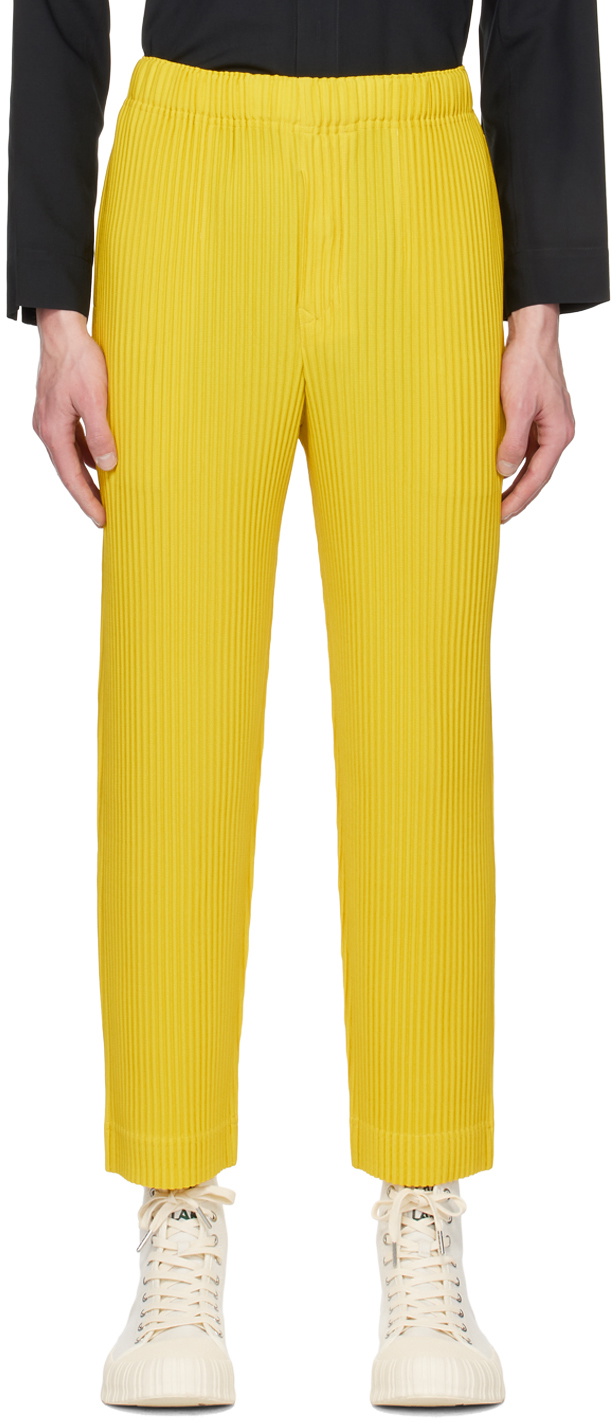 ISSEY MIYAKE MEN イエロー ワイドパンツ HOMME PLISSÉ ISSEY MIYAKE Yellow Monthly Color March Trousers