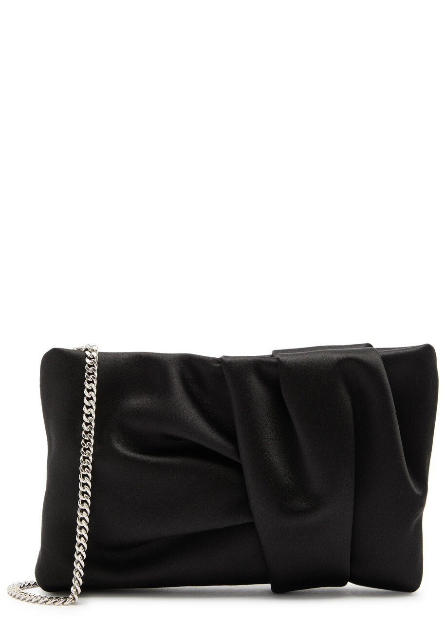 Jimmy Choo Bonny Gathered Satin Clutch - Black - One Size