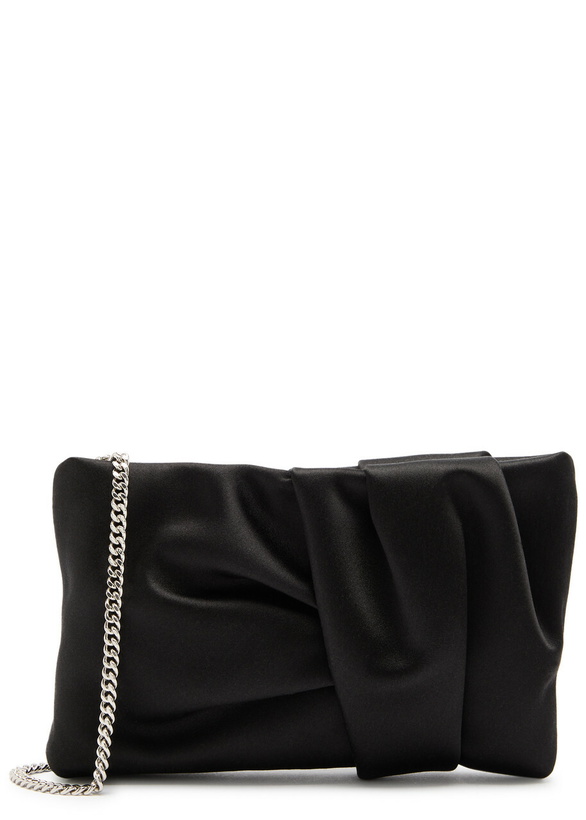 Photo: Jimmy Choo Bonny Gathered Satin Clutch - Black - One Size
