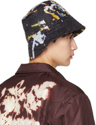 Dries Van Noten Black Printed Bucket Hat