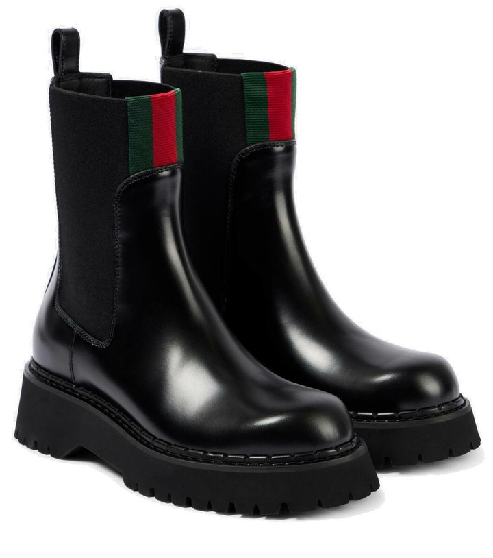 Photo: Gucci Web Stripe leather Chelsea boots