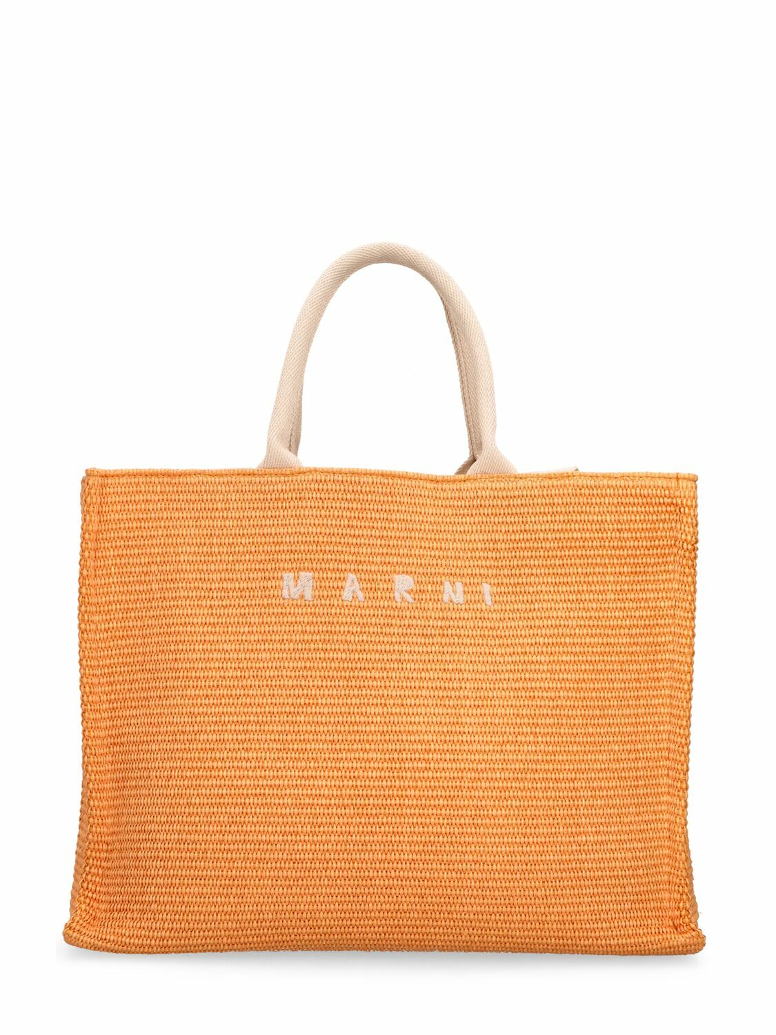 MARNI - Large Logo Raffia Effect Tote Bag Marni