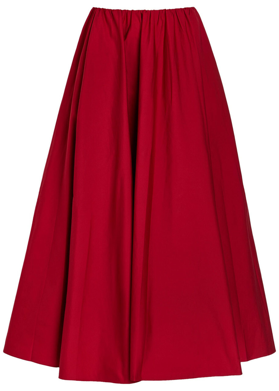 Staud Milano Stretch-cotton Maxi Skirt Red