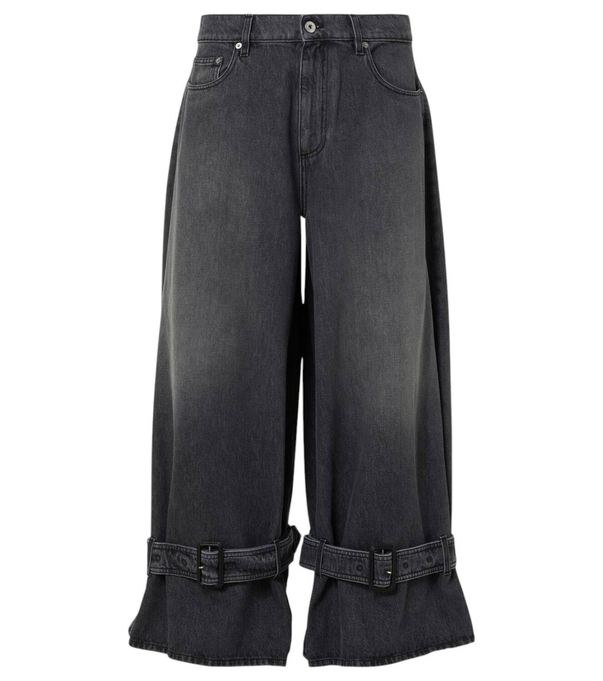【関税&送料込】Jw Anderson Black Denim Wide-Leg Jeans JW Anderson Belt-detail faded wide-leg jeans JW Anderson