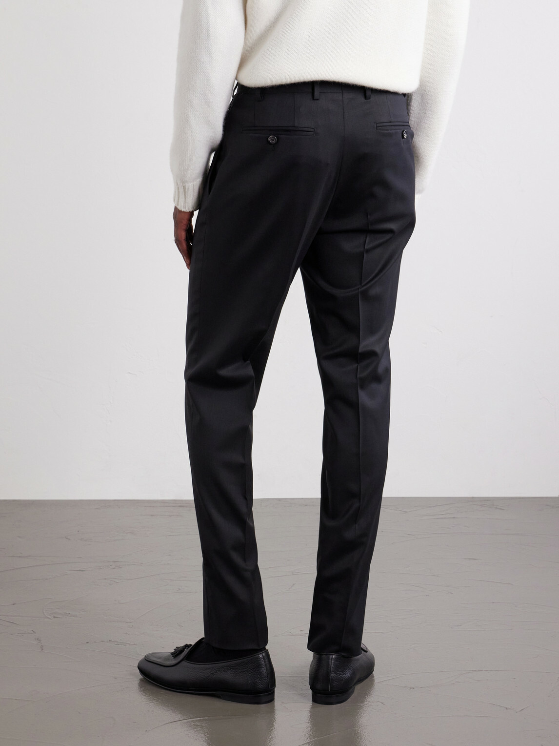 Canali - Slim-Leg Stretch Wool-Twill Suit Trousers - Black