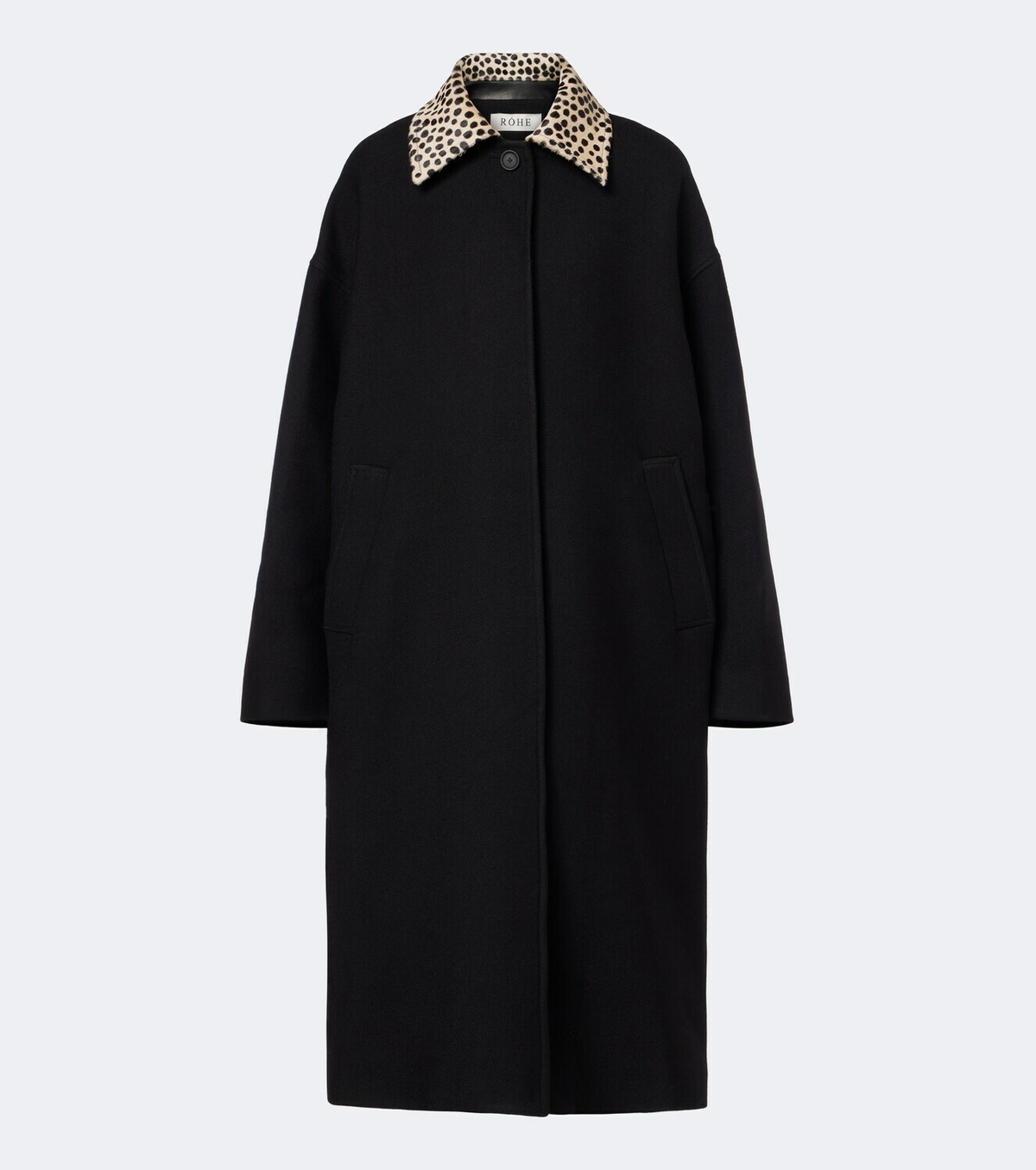Róhe Calf hair-trimmed virgin wool coat