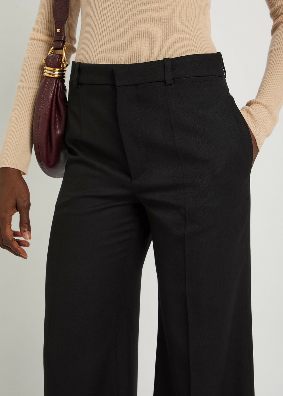 Chloe Flared-leg Wool Trousers Black
