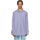 Marques Almeida Blue and White Striped Loose Shirt